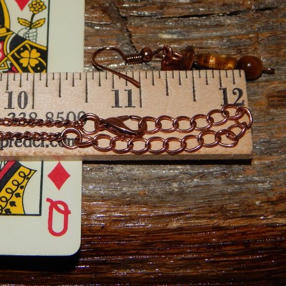 Artisan Copper Chain/Tiger Eye Stones Necklace & Earring Set - Picture 7 of 7